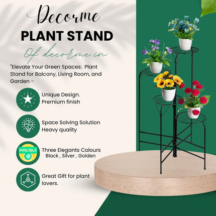 4-Tier Metal Plant Stand – 24 Inch Round Galvanised Iron