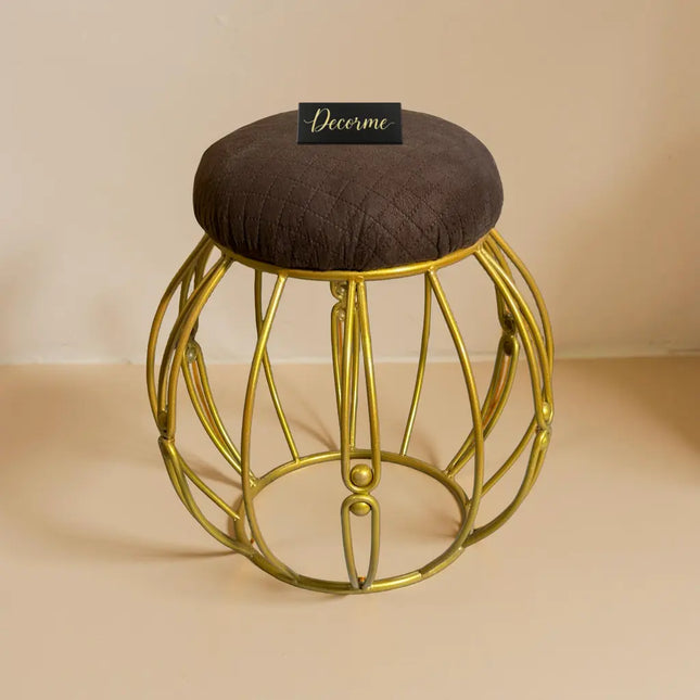 Modern Round Iron Accent Stool (Golden)