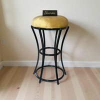 Classic Mustard Yellow Curved Frame Vanity Stool