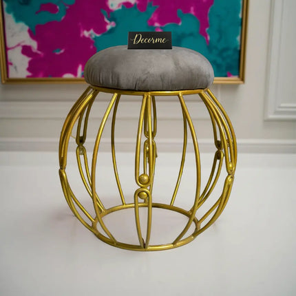 Modern Round Iron Accent Stool (Golden)