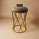 Stone Brown Modern Crisscross Iron Stool (Golden)