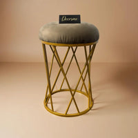 Stone Brown Modern Crisscross Iron Stool (Golden)