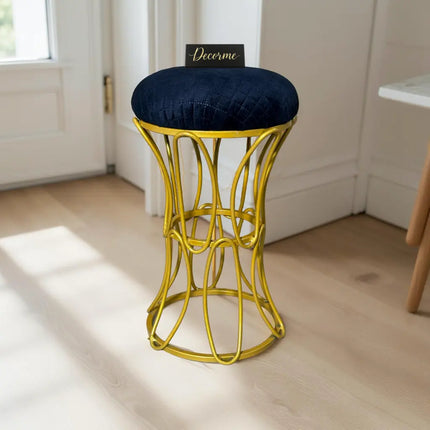 Golden Modern Hourglass Iron Frame Stool