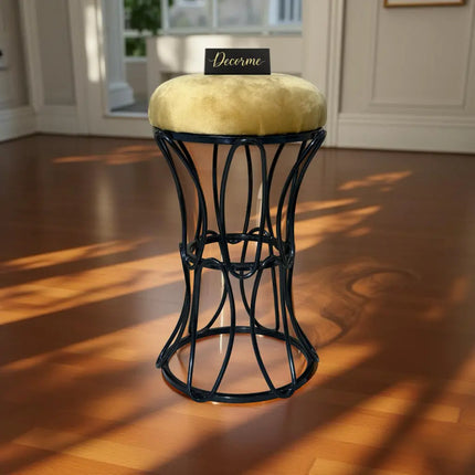 Modern Hourglass Iron Frame Stool