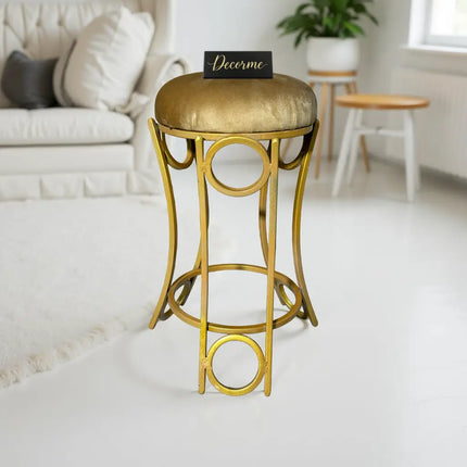 Golden Curved Ring Vanity Stool