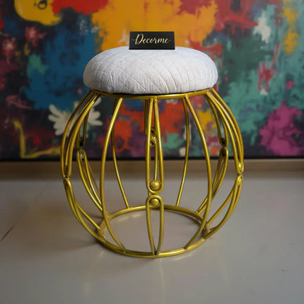 Modern Round Iron Accent Stool (Golden)