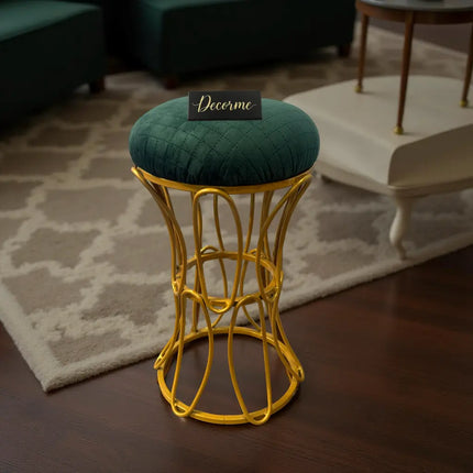 Golden Modern Hourglass Iron Frame Stool