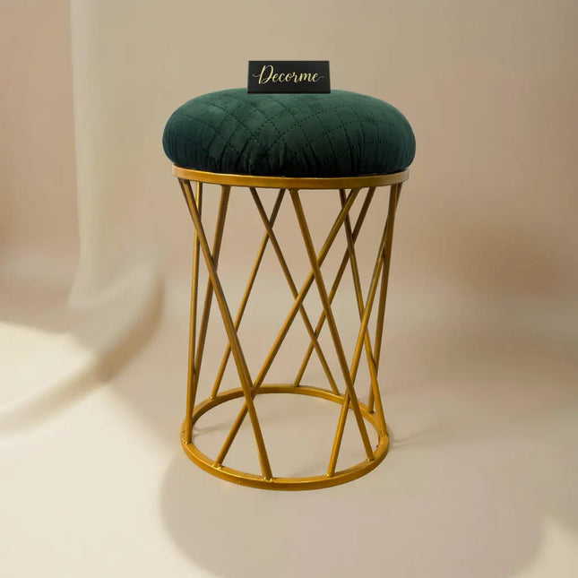 Forest Green Modern Crisscross Iron Stool (Golden)