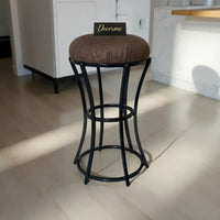 Classic Chocolate Brown Curved Frame Vanity Stool