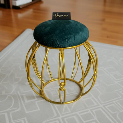 Modern Round Iron Accent Stool (Golden)
