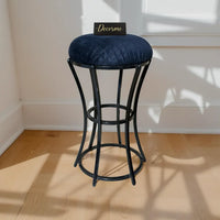 Classic Midnight Blue Curved Frame Vanity Stool