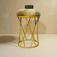 Mustard Yellow Modern Crisscross Iron Stool (Golden)