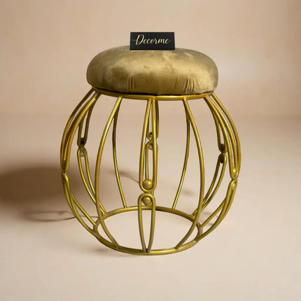 Modern Round Iron Accent Stool (Golden)