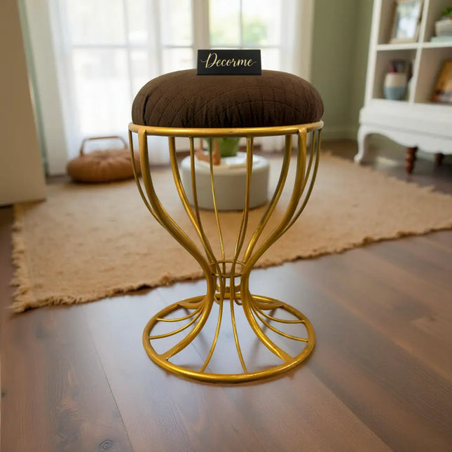 Elegant Curved Iron Stool golden