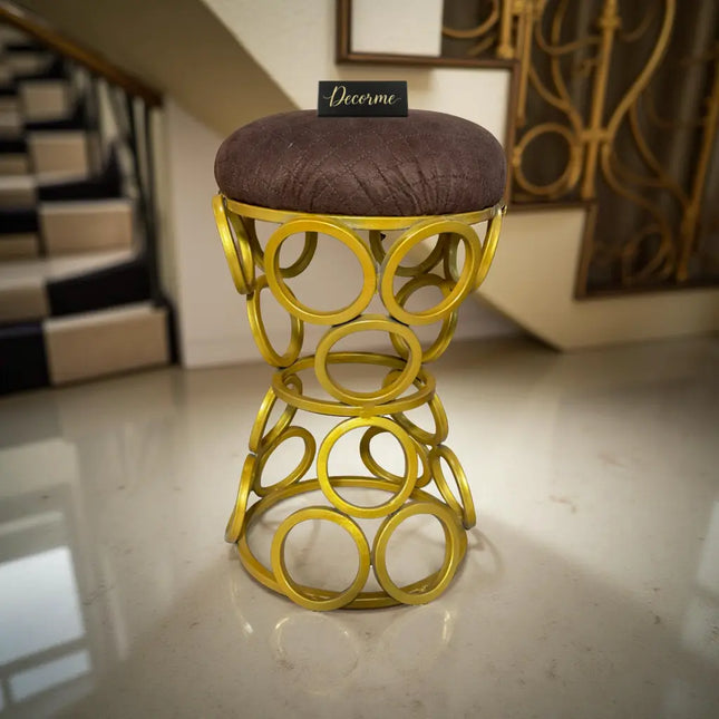 Golden Circular Iron Stool