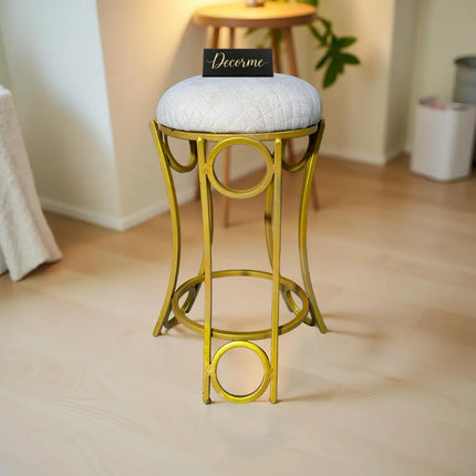 Golden Curved Ring Vanity Stool