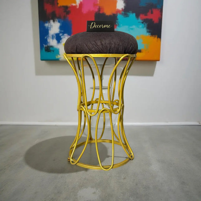 Golden Modern Hourglass Iron Frame Stool