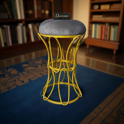 Golden Modern Hourglass Iron Frame Stool
