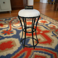 Classic Warm Ivory Curved Frame Vanity Stool