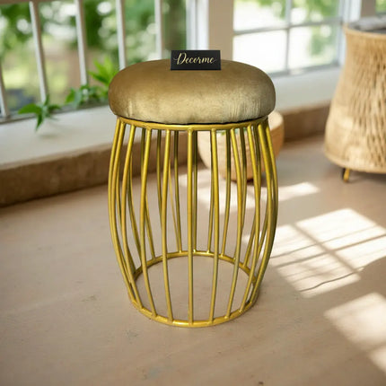 Contemporary Vertical Rod Iron Stool (Golden)