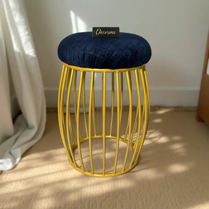 Contemporary Vertical Rod Iron Stool (Golden)