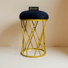 Midnight Blue Modern Crisscross Iron Stool (Golden)