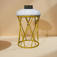 Warm Ivory Modern Crisscross Iron Stool (Golden)