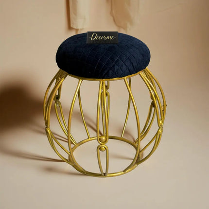 Modern Round Iron Accent Stool (Golden)