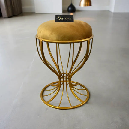 Elegant Curved Iron Stool golden