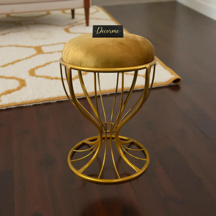Elegant Curved Iron Stool golden