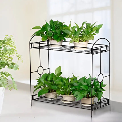 2-Tier Metal Plant Stand – Indoor & Outdoor Flower Pot