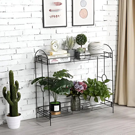 2-Tier Metal Plant Stand – Indoor & Outdoor Flower Pot