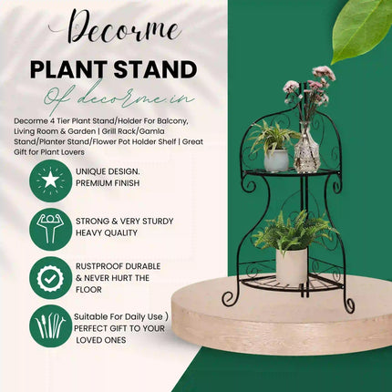 Wrought Iron Folding Plant Stand – Decorative Flower Pot