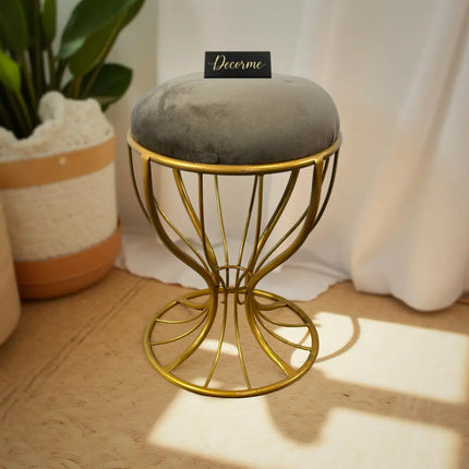 Elegant Curved Iron Stool golden