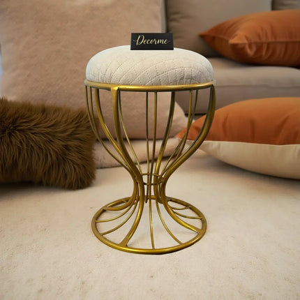 Elegant Curved Iron Stool golden